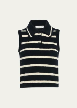 AltuzarraElmer Striped Knit Sleeveless Polo Top