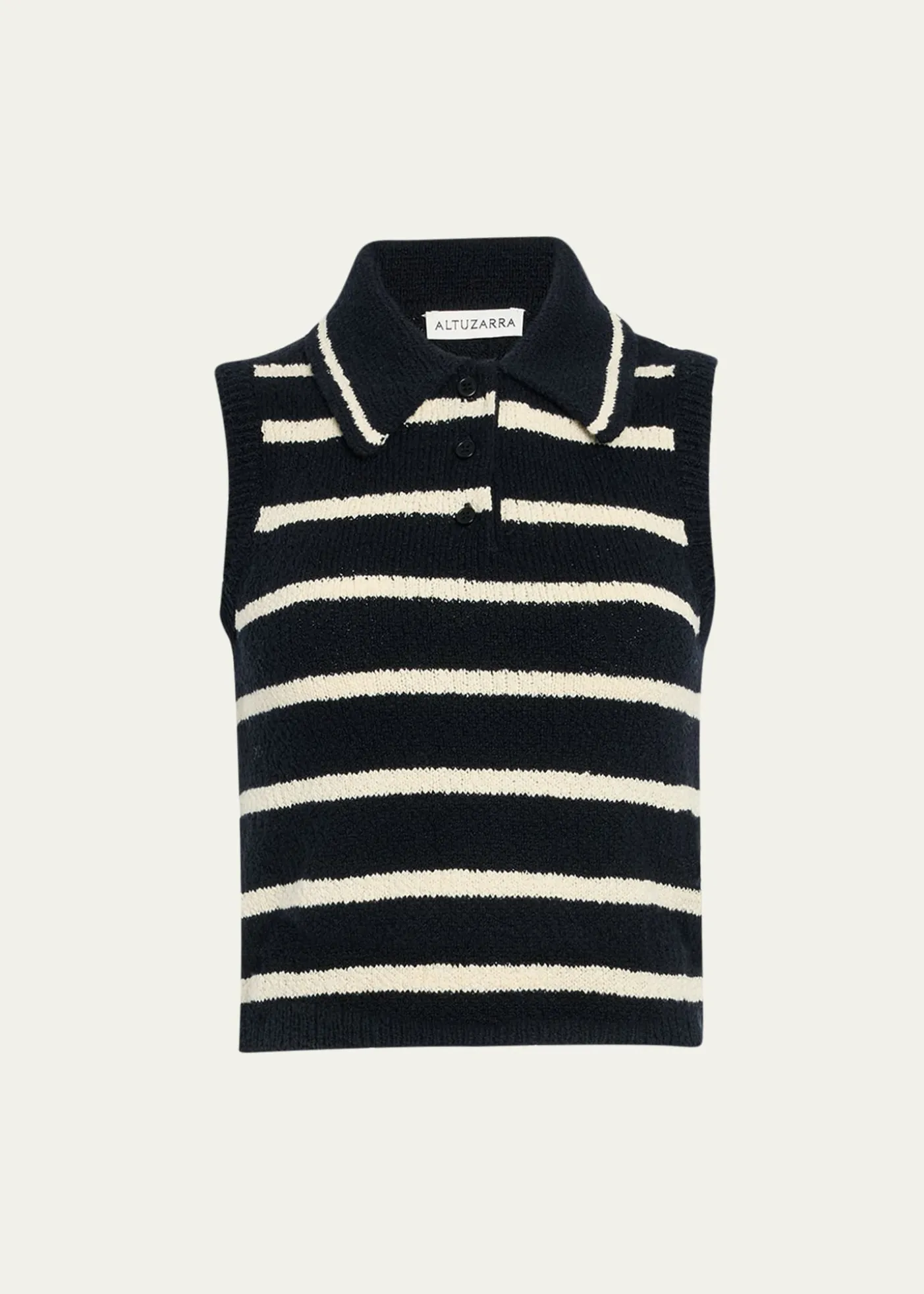 AltuzarraElmer Striped Knit Sleeveless Polo Top