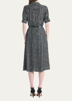 AltuzarraKieran Abstract-Print Short-Sleeve Midi Shirtdress With Belt