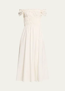 AltuzarraLily Ruched Cap-Sleeve Midi Dress