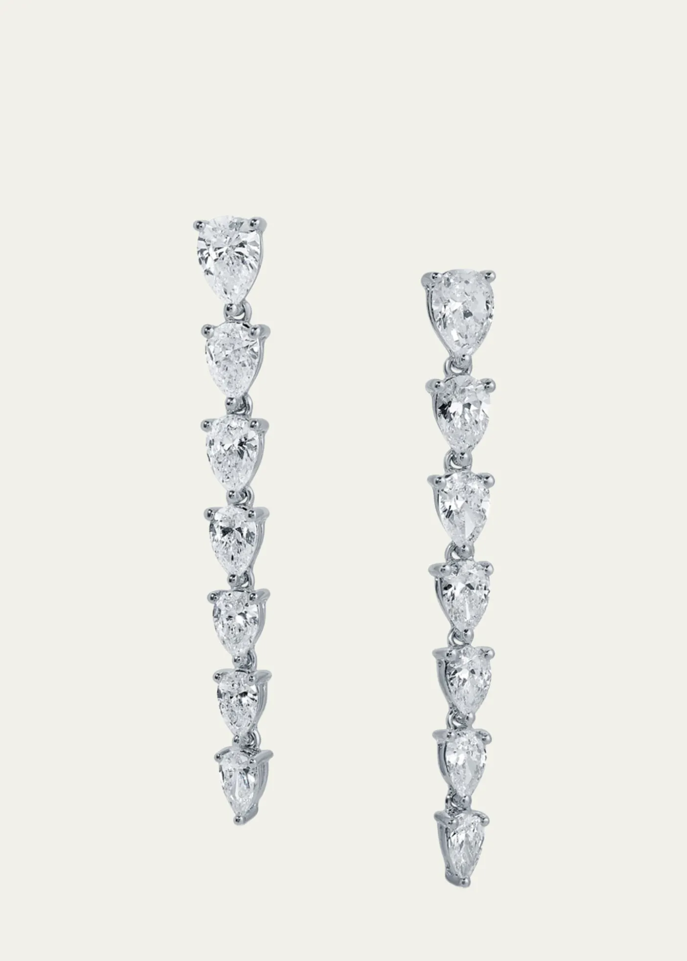 Anita Ko18K White Gold Sept Graduated Pear Diamond Drop Earrings
