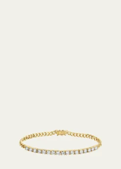 Anita Ko18K Yellow Gold Cuban Link and Diamond Line Bracelet