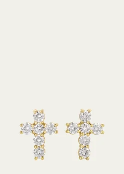 Anita Ko18K Yellow Gold Diamond Cross Stud Earrings