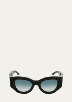 Anna-Karin KarlssonLucky Goes to Vegas Crystals & Acetate Cat-Eye Sunglasses