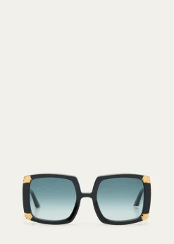 Anna-Karin KarlssonStrawberry Moon Square Black Acetate & Gold-Plated Steel Sunglasses