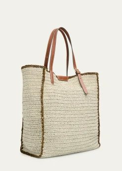 Anya HindmarchWink Embroidered Raffia Tote Bag