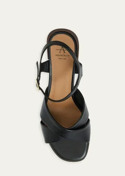 Aquatalia55mm Domenica Leather Block-Heel Sandals