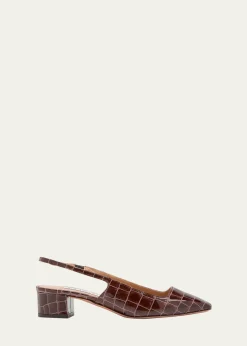 AquazzuraGinza Croco Slingback Ballerina Pumps