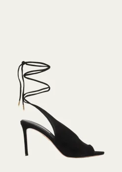Aquazzura85mm Lisa Suede Lace-Up Sandals