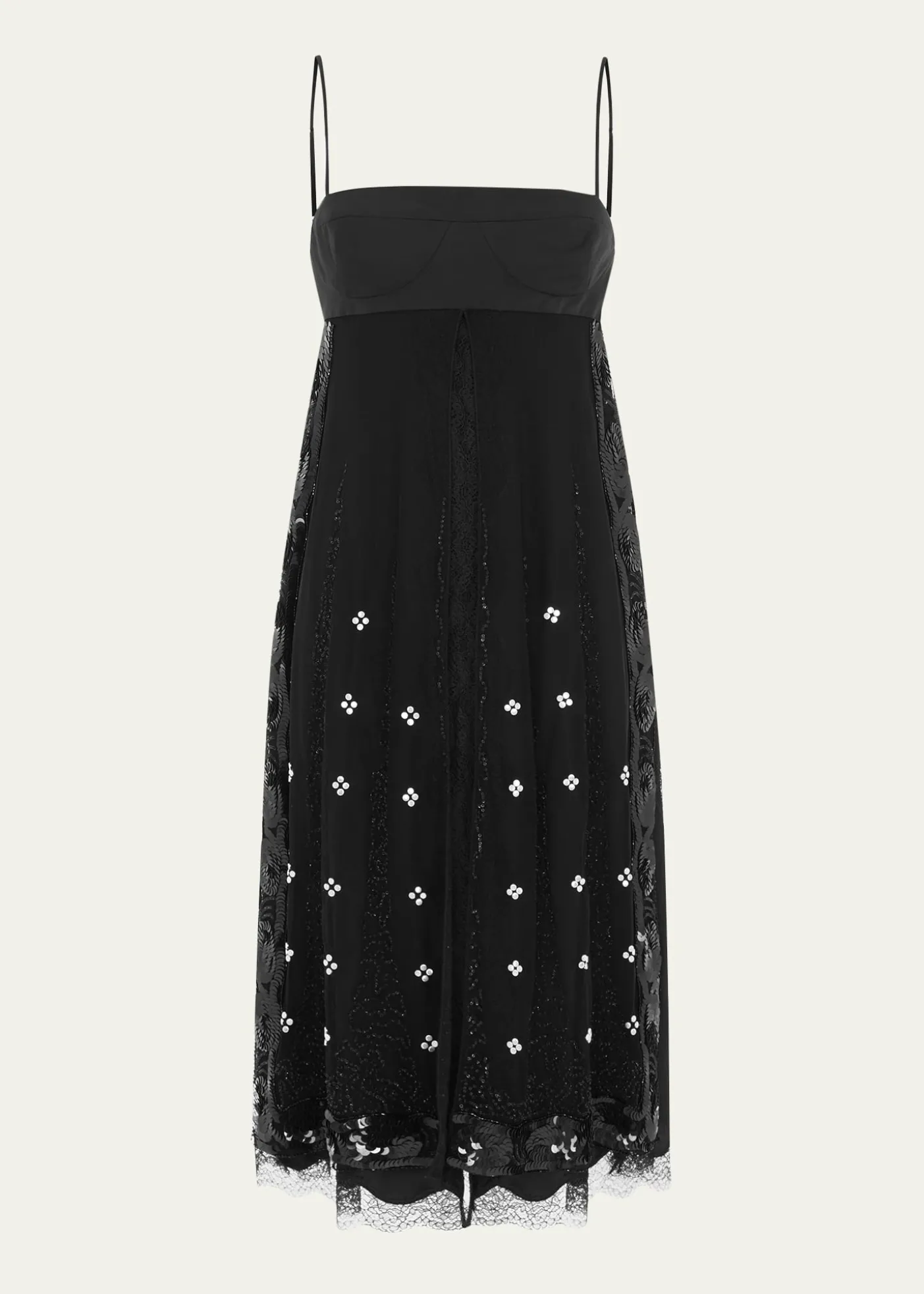 16ARLINGTONDorit Lace-Trim Silk Midi Dress
