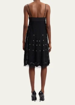 16ARLINGTONDorit Lace-Trim Silk Midi Dress
