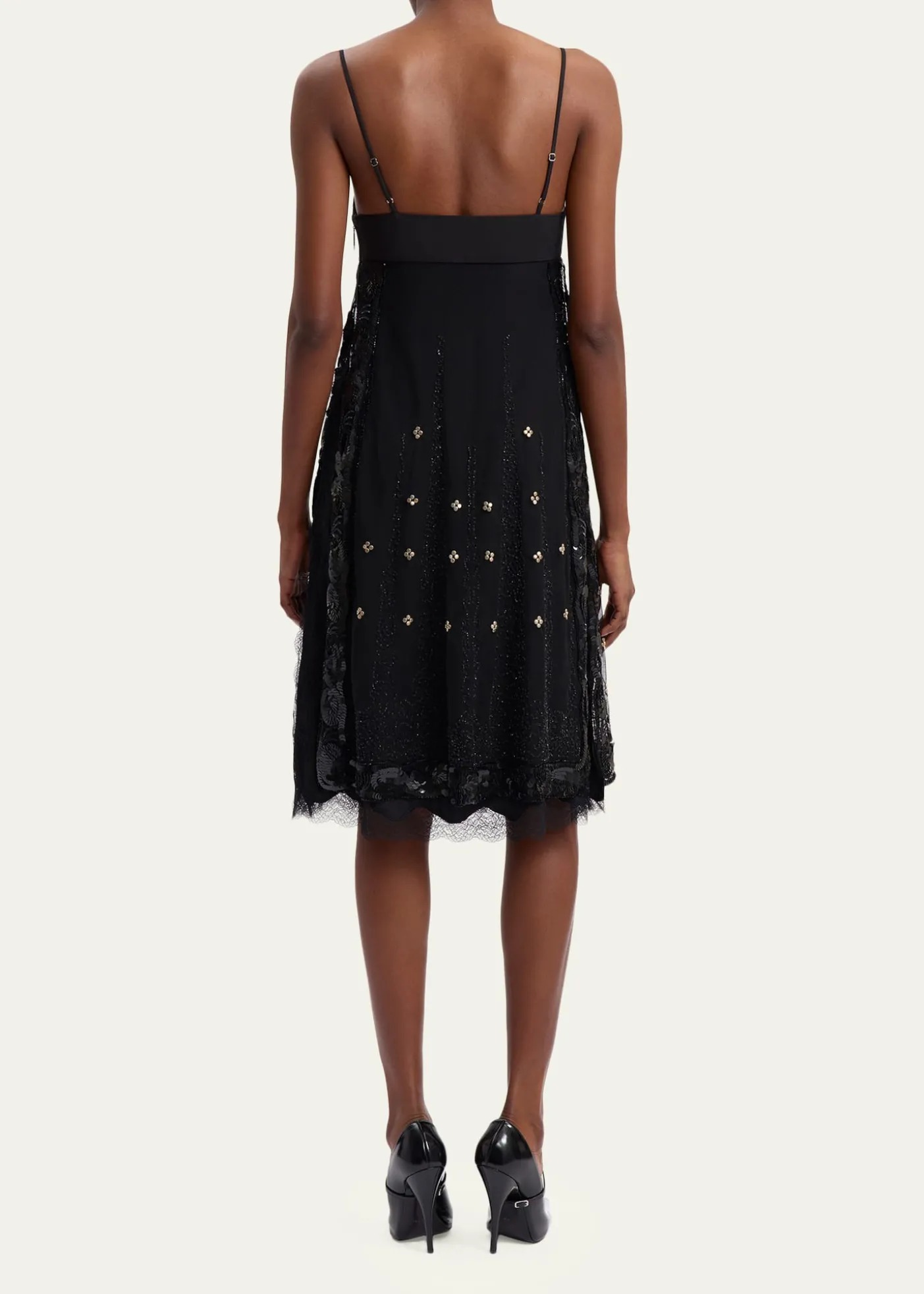16ARLINGTONDorit Lace-Trim Silk Midi Dress
