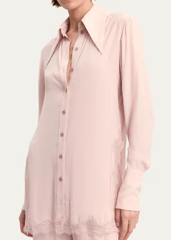 16ARLINGTONFiorella Lace-Trim Silk Shirt