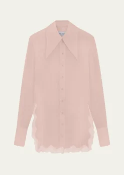 16ARLINGTONFiorella Lace-Trim Silk Shirt