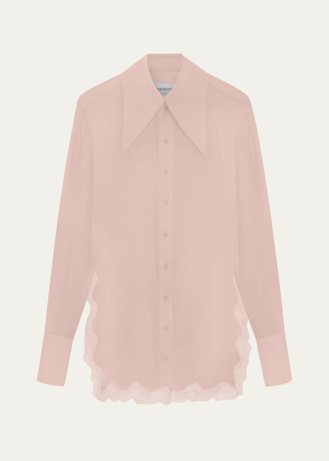 16ARLINGTONFiorella Lace-Trim Silk Shirt