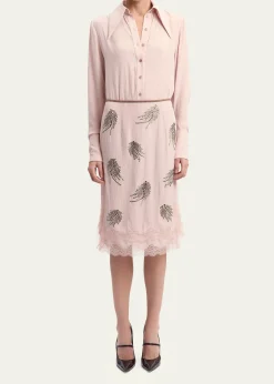 16ARLINGTONLiri Embellished Silk Midi Skirt