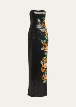 Atelier Prabal GurungShalom Strapless Floral Sequined Gown