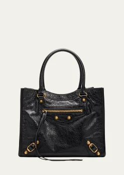 BalenciagaArena Crinkled Leather Top-Handle Bag