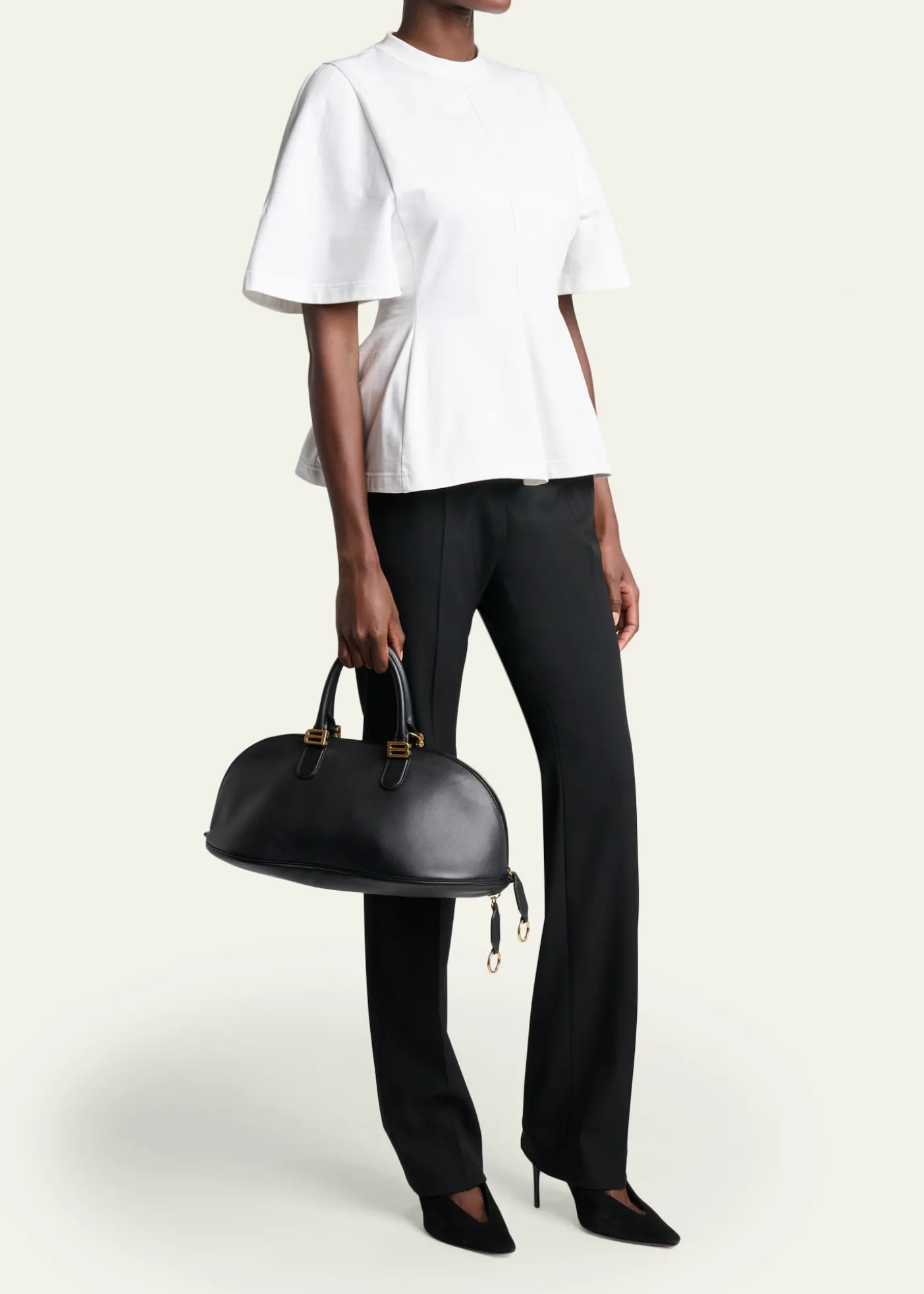 BalenciagaBolero Medium Leather Bowling Bag