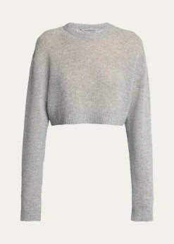 BalenciagaCashmere Open-Knit Crop Sweater