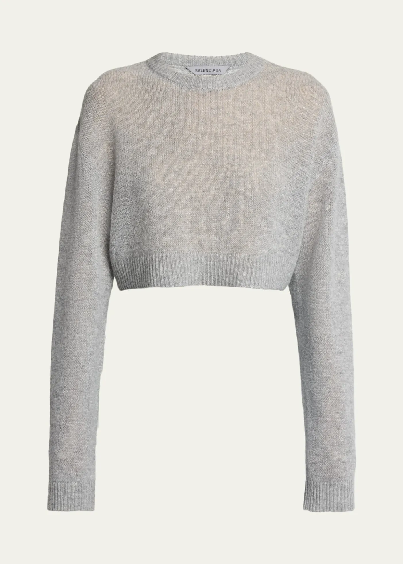 BalenciagaCashmere Open-Knit Crop Sweater