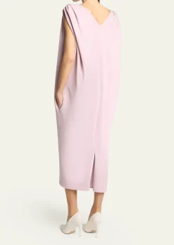 BalenciagaGathered-Shoulder High-Neck Midi Sack Dress