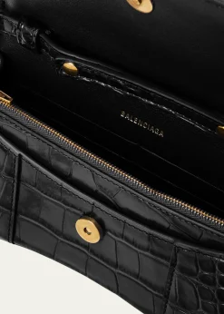 BalenciagaHourglass Shiny Mock-Croc Chain Wallet