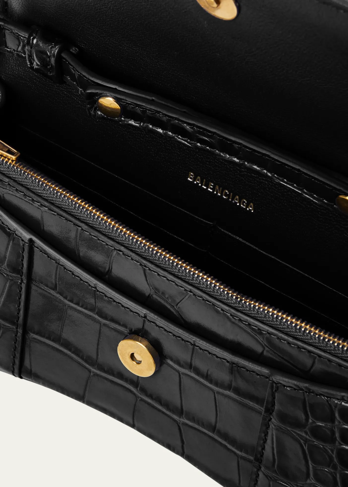 BalenciagaHourglass Shiny Mock-Croc Chain Wallet