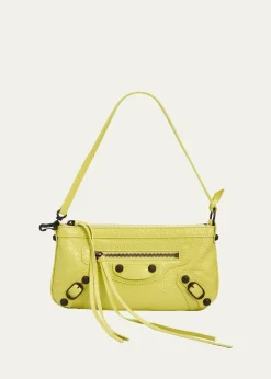 BalenciagaLe City Crinkled Leather Pouch Shoulder Bag