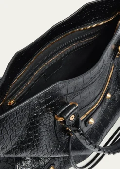 BalenciagaLe City Medium Croc-Embossed Leather Top-Handle Bag