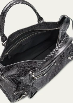 BalenciagaLe City Medium Metallic Leather Top-Handle Bag
