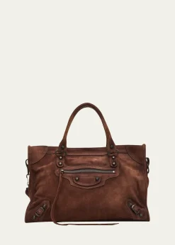 BalenciagaLe City Medium Suede Shoulder Bag