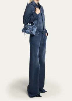 BalenciagaLe City Mini Python-Embossed Leather Top-Handle Bag