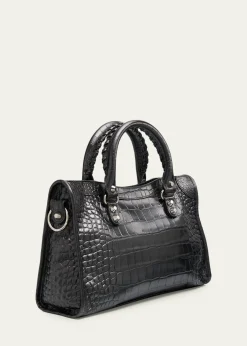 BalenciagaLe City Small Croc-Embossed Leather Top-Handle Bag