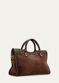 BalenciagaLe City Suede & Leather Top-Handle Bag