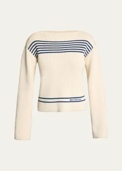 BalenciagaMariniere Striped Cotton Knit Boat-Neck Sweater