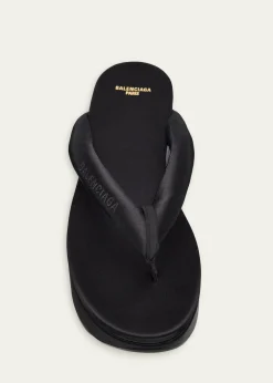 Balenciaga90mm Gaeta Satin Platform Thong Sandals