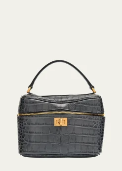 BalenciagaRodeo Croc-Embossed Leather Vanity Top-Handle Bag