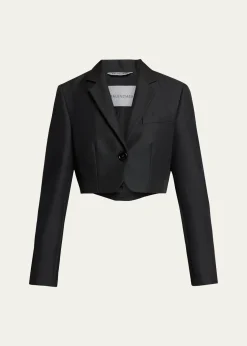 BalenciagaSingle-Breasted Wool Twill Crop High-Low Jacket