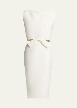 BalenciagaSleeveless Bow Draped-Back Cutout Midi Dress