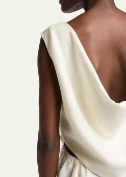 BalenciagaSleeveless Bow Draped-Back Cutout Midi Dress
