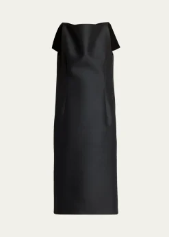 BalenciagaSleeveless Folded V-Back Midi Dress