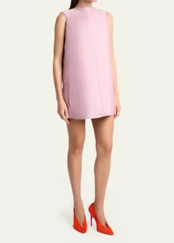 BalenciagaSleeveless Silk-Wool Mini Sack Dress