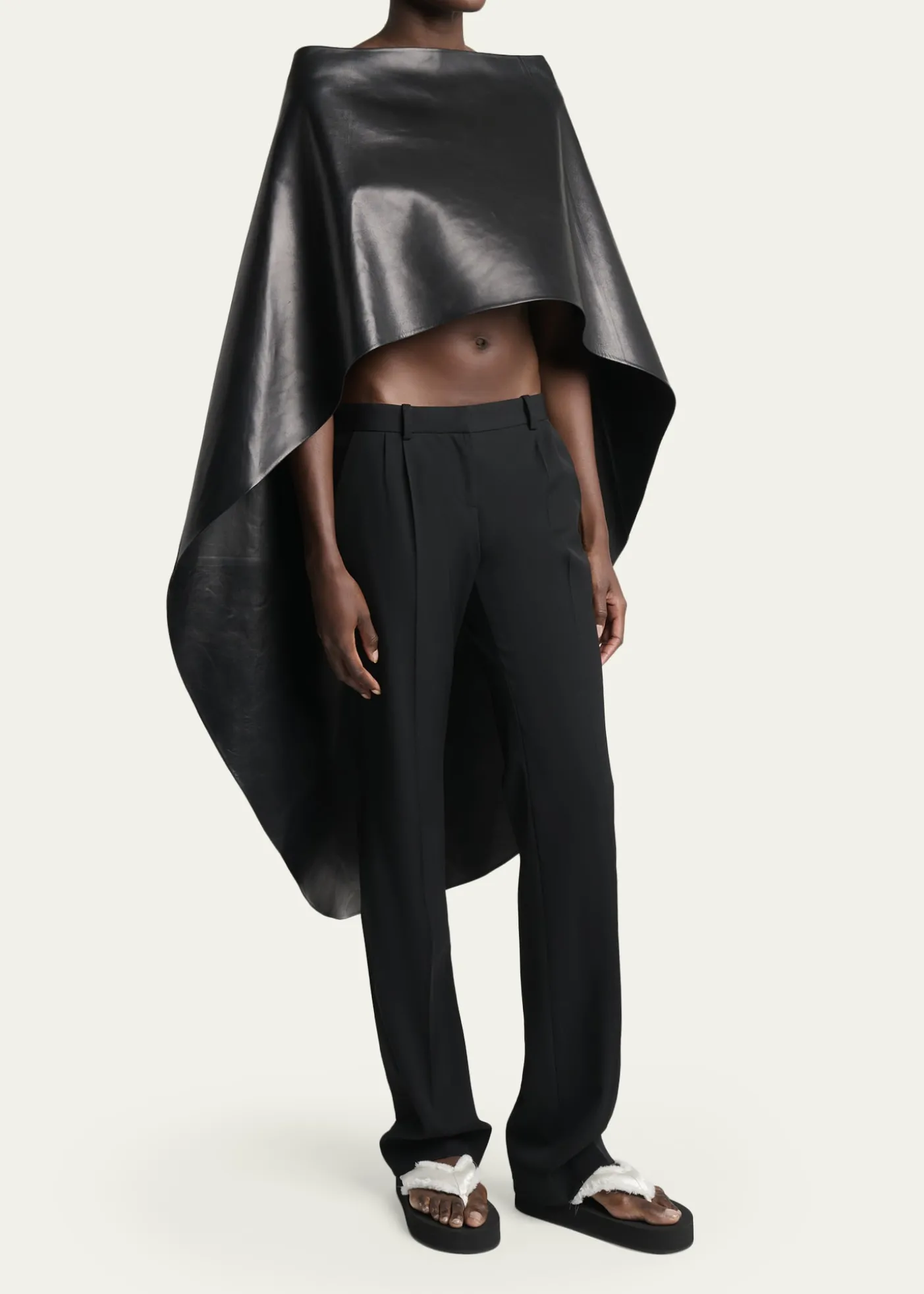BalenciagaSmooth Leather High-Low Cape