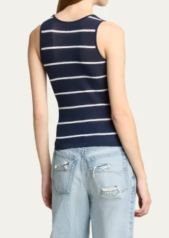 BalenciagaStriped Cotton Knit Tank Top