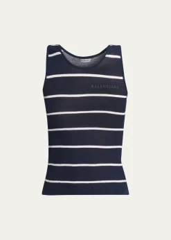 BalenciagaStriped Cotton Knit Tank Top