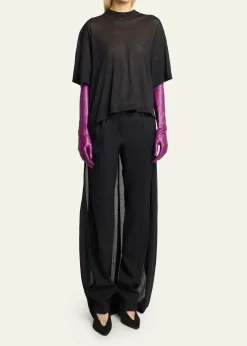 BalenciagaTransparent Jersey Short-Sleeve Train T-Shirt