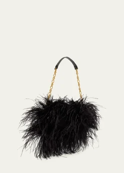 BalmainAnthem Belted Feather Shoulder Bag