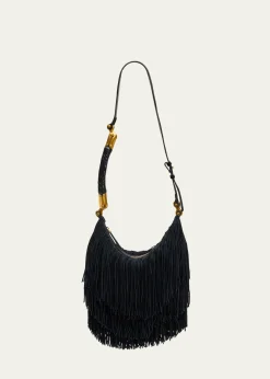 BalmainEbene Suede Fringe Hobo Bag