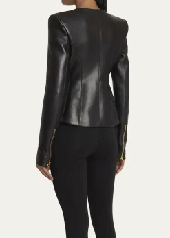 BalmainFitted Lambskin Leather Jacket